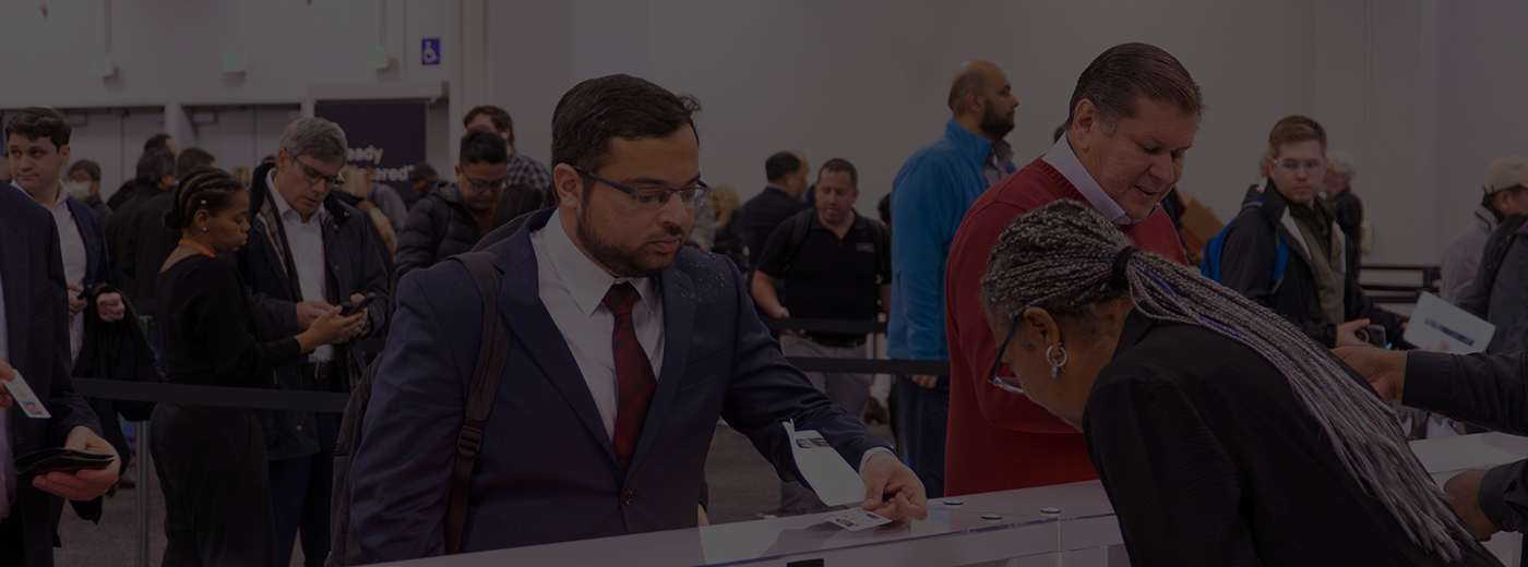 Attendees are register onsite to enter MD&M exhibition